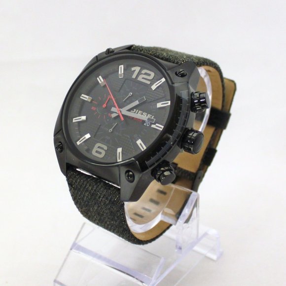 New DIESEL DZ4373 Overflow Date Multifunction 10 BAR Black fabric Leather Band - Picture 3 of 8